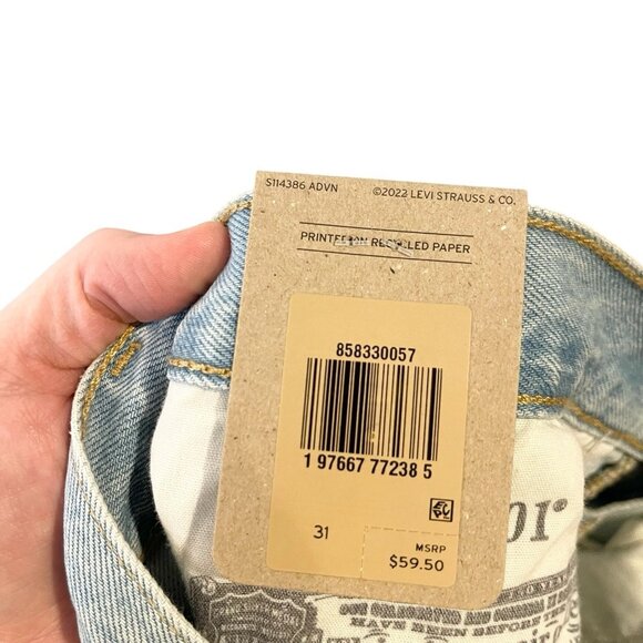 Levi's Women's 31 Light Wash Mid‎ Thigh 501 High Rise Denim Shorts Button Fly - Picture 6 of 8